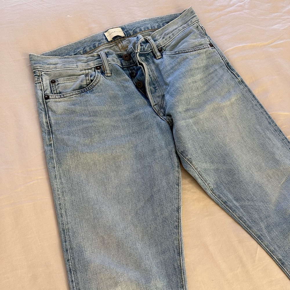 Simon Miller M001 Narrow Copen Light Wash Button Fly Jeans Size 29x32 Low Rise - Picture 9 of 9
